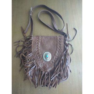 American West Seminole soft leather fringe Handbag 8587228 in tobacco brown